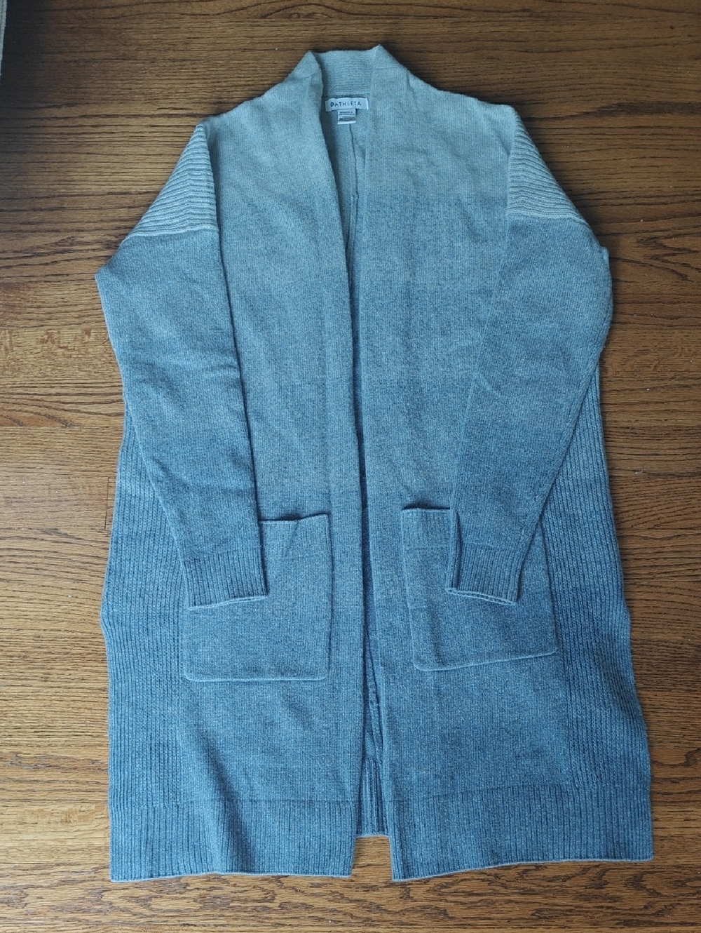 Athleta Gray Open-Front Long Cardigan Sweater